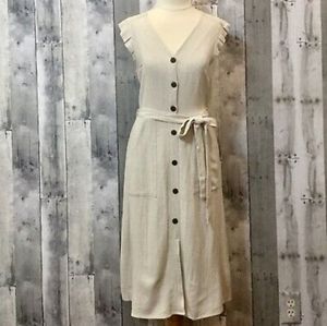 Monteau Midi Length Linen Blend Dress